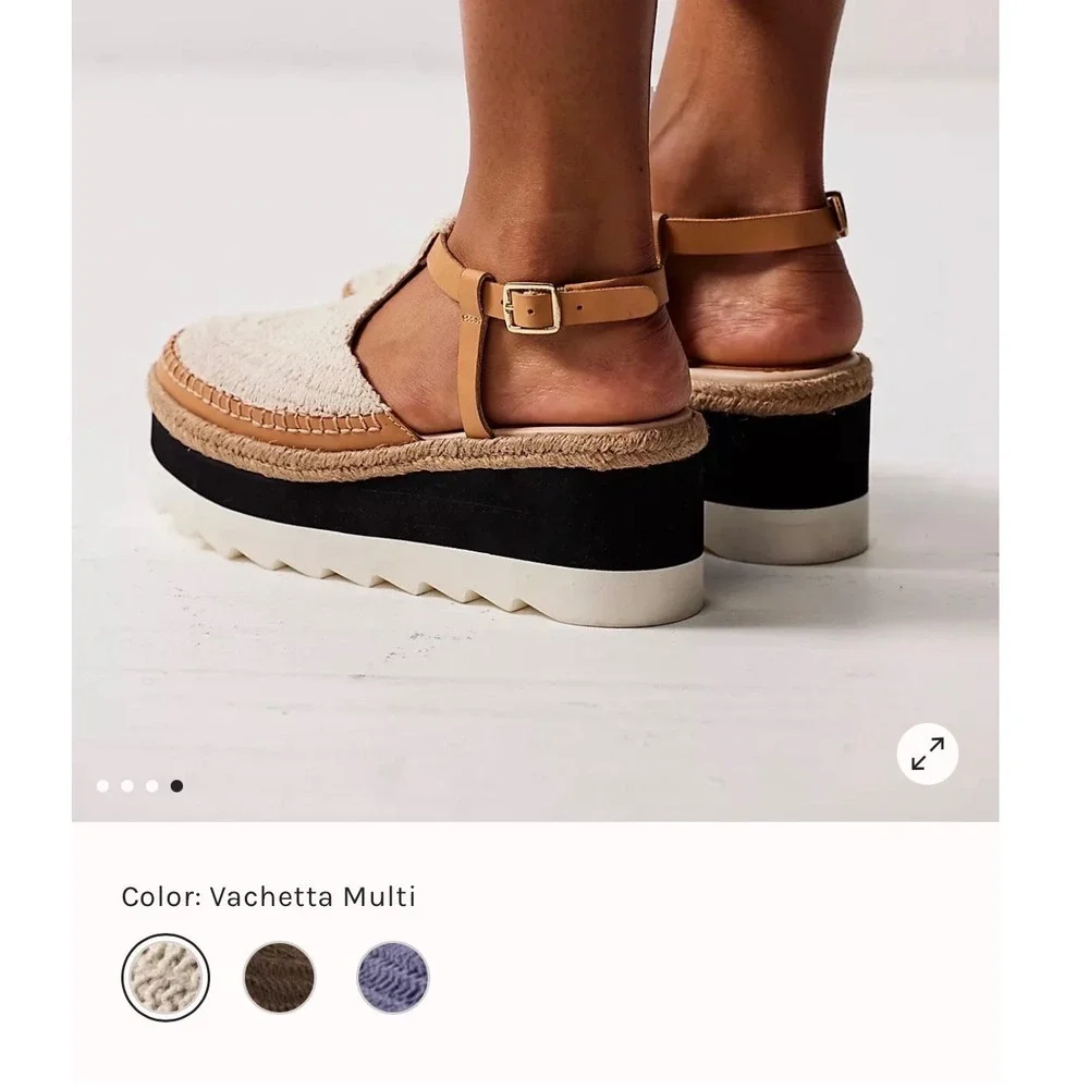 Free People Morning In Mykonos Espadrilles Vachetta Multi Platform Sandals 8.5
